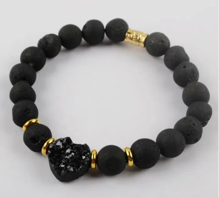 Natural Druzy Agates Stone Bead Bracelets Heart Druzy Charm Bracelet On Hand For Women Energy Healing Jewelry Accessories