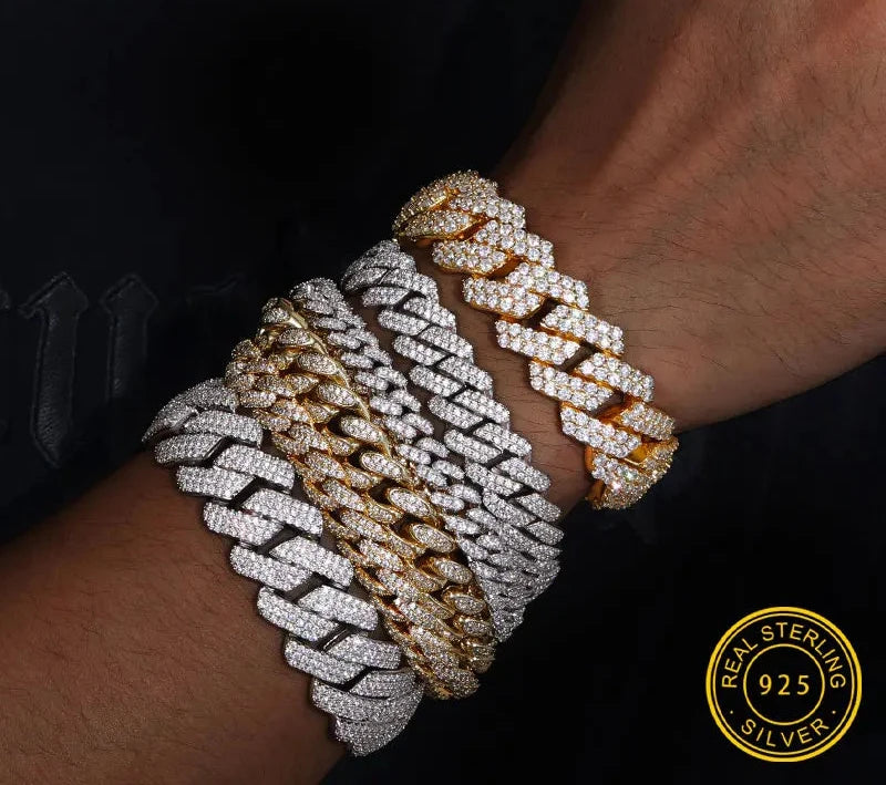 High Quality Iced Out Cuban Link Necklace Men Sterling Silver 925 With Moissanite Cuban Chain Necklace For Men Hip Hop Jewelry