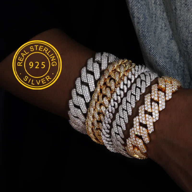 High Quality Iced Out Cuban Link Necklace Men Sterling Silver 925 With Moissanite Cuban Chain Necklace For Men Hip Hop Jewelry