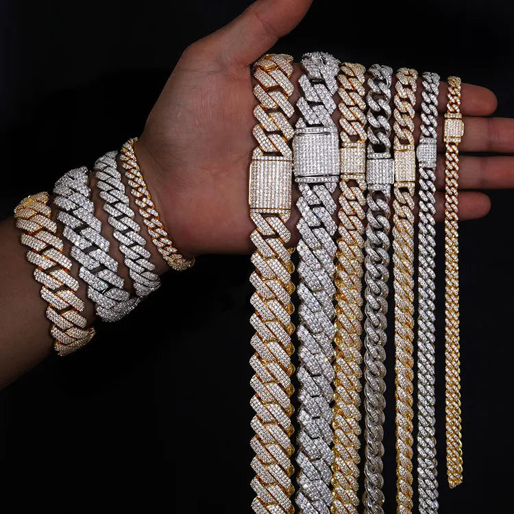 High Quality Iced Out Cuban Link Necklace Men Sterling Silver 925 With Moissanite Cuban Chain Necklace For Men Hip Hop Jewelry
