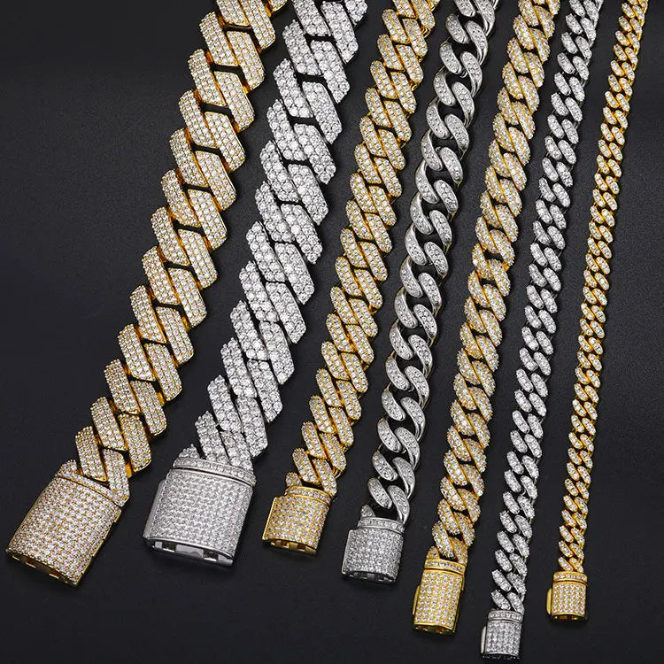 High Quality Iced Out Cuban Link Necklace Men Sterling Silver 925 With Moissanite Cuban Chain Necklace For Men Hip Hop Jewelry