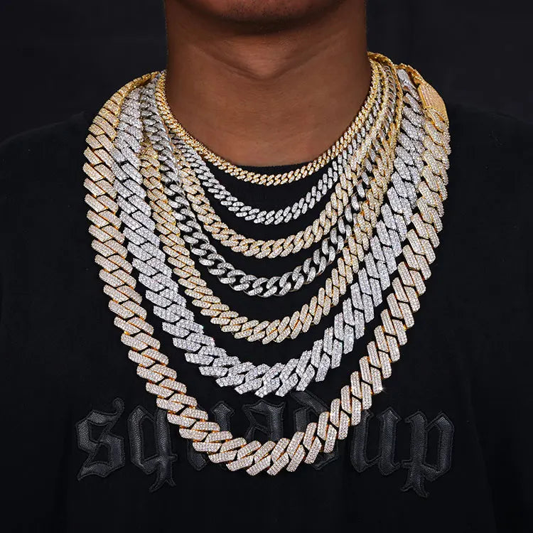 High Quality Iced Out Cuban Link Necklace Men Sterling Silver 925 With Moissanite Cuban Chain Necklace For Men Hip Hop Jewelry