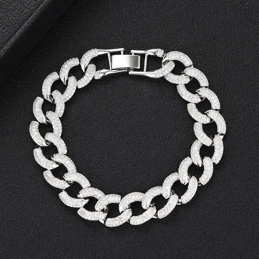 Luxury Chunky Link Bracelet For Women Wedding Full Cubic Zircon Crystal CZ Dubai Bracelet Party Jewelry 2020