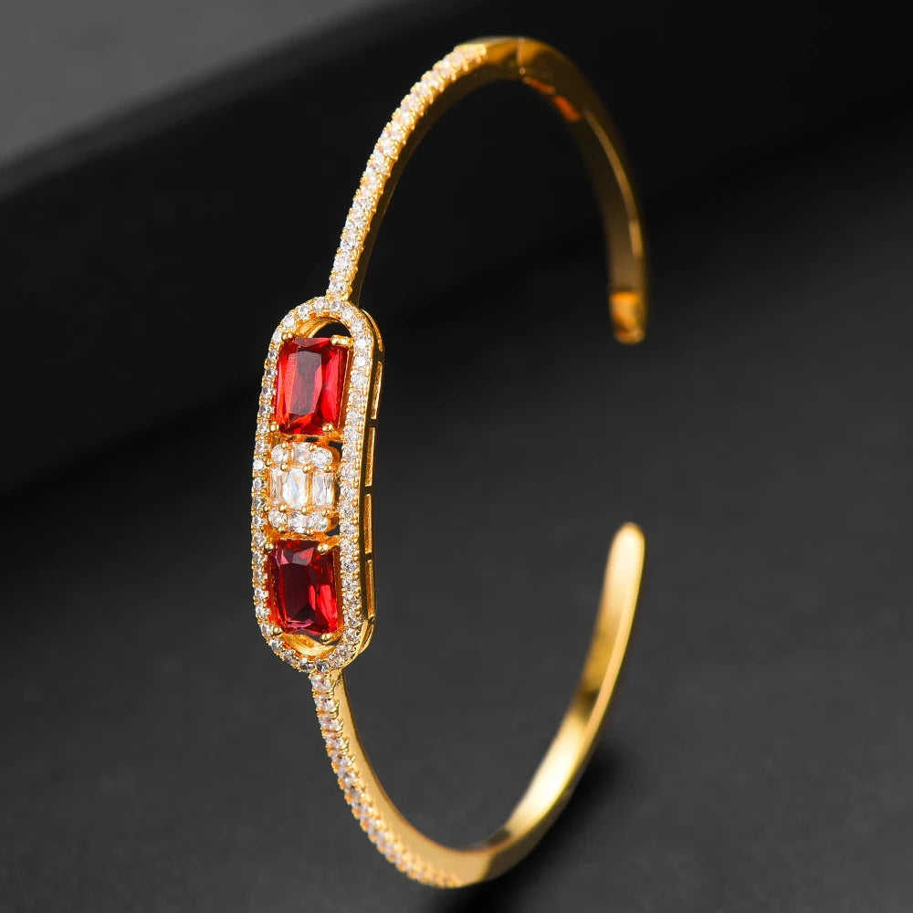Trendy Luxury Stackable Bangle Cuff For Women Wedding Full Cubic Zircon Crystal CZ Dubai Bracelet Party Jewelry 2022