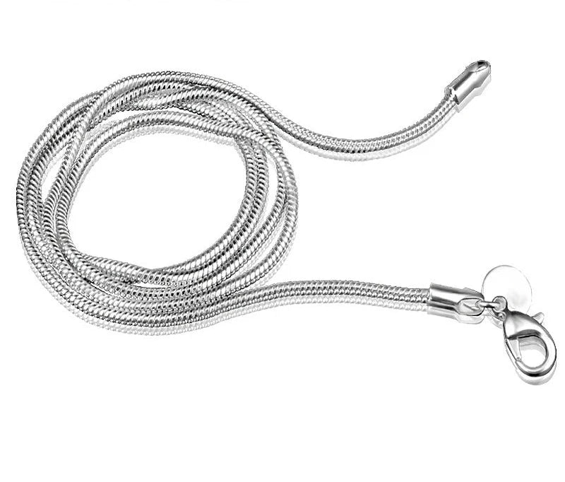 2MM 16-24 Inch New Fashion 925 Sterling Silver Smooth Snake Necklace Chain Male Female Neck Collar Jewelry for Man Woman