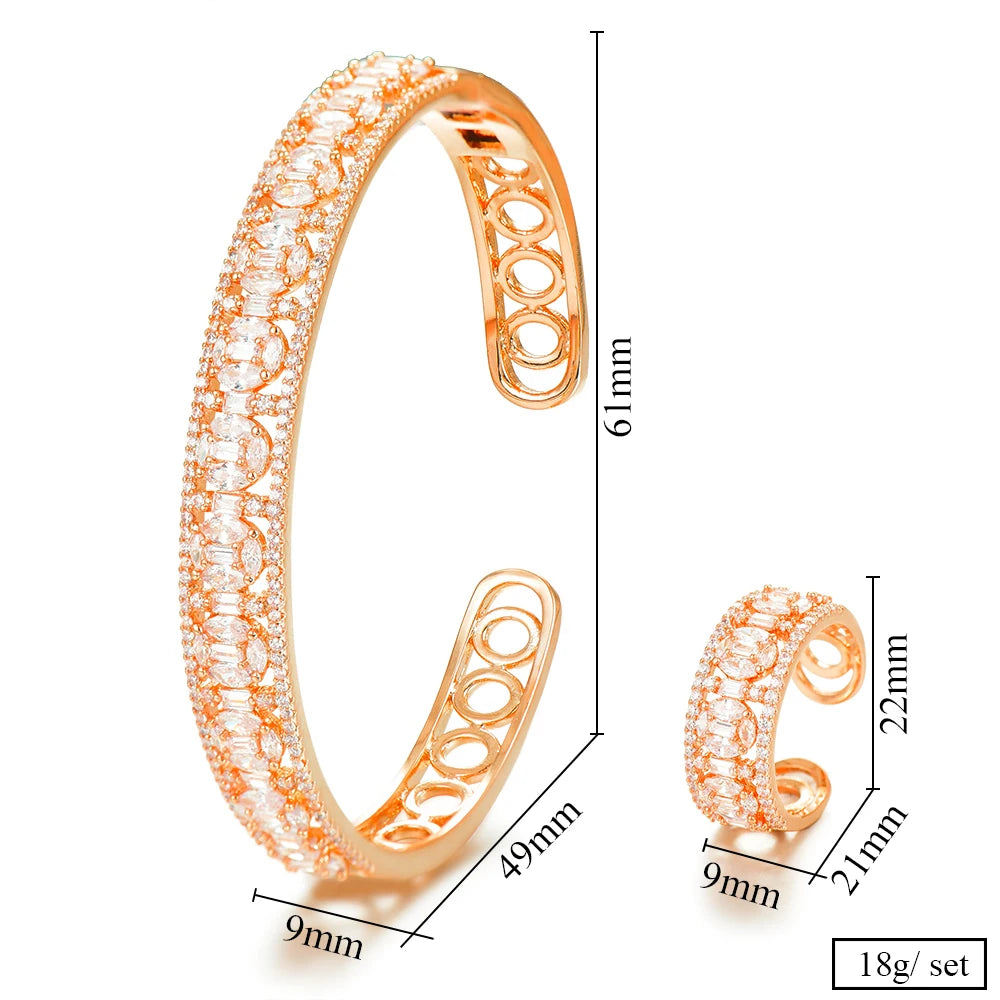 Luxury Stackable Cuff Bangles For Women Wedding Full AAA Cubic Zircon Crystal CZ Dubai Bridal Bracelets Party Jewelry 2022