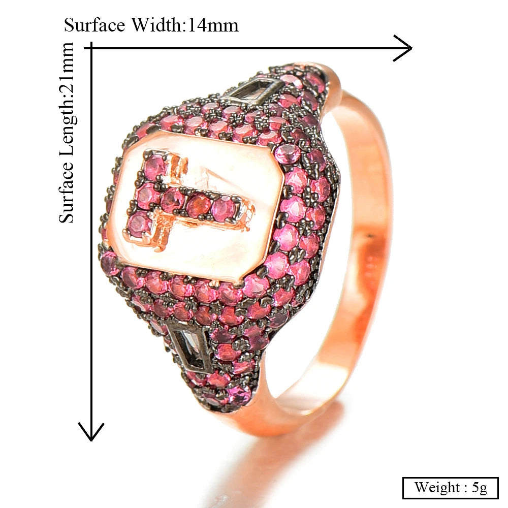 Luxury Initial Rings Geometry Cubic Zironium Engagement Dubai Naija Bridal Finger Rings Jewelry Addiction