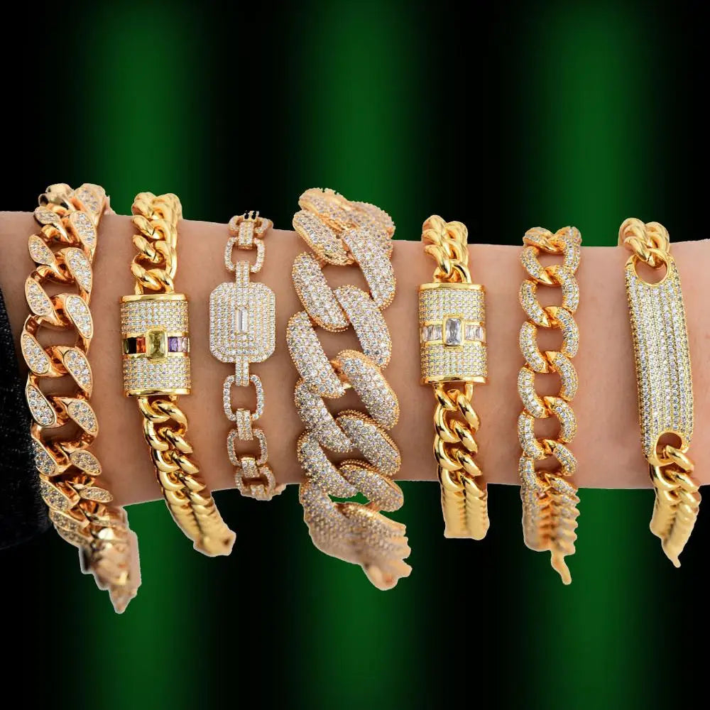 Luxury Chunky Link Bracelet For Women Wedding Full Cubic Zircon Crystal CZ Dubai Bracelet Party Jewelry 2020