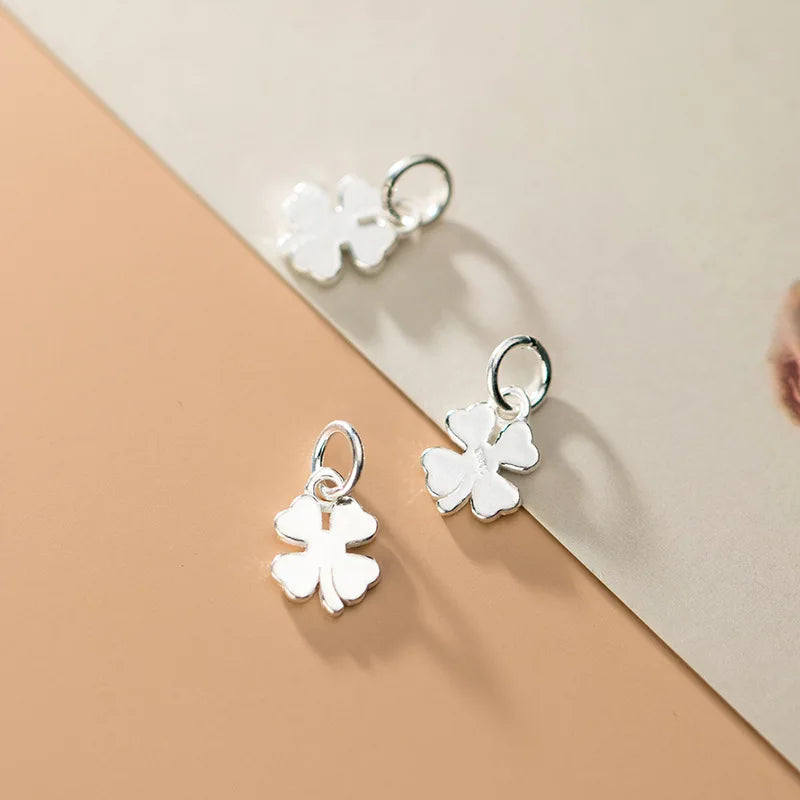 925 Sterling Silver Pretty Lucky Clover Pendants Women Men Good Luck Handmade Silver Charms Fit Bracelets DIY Jewelry Making