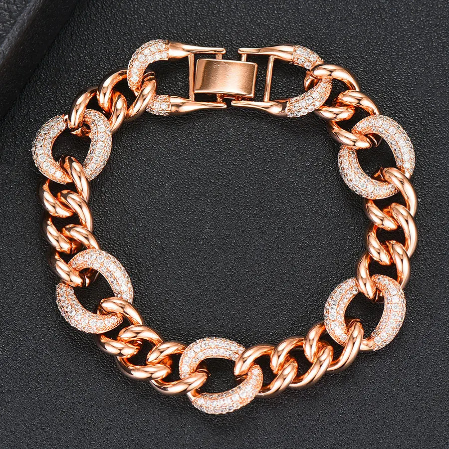 Luxury Chunky Link Bracelet For Women Wedding Full Cubic Zircon Crystal CZ Dubai Bracelet Party Jewelry 2020