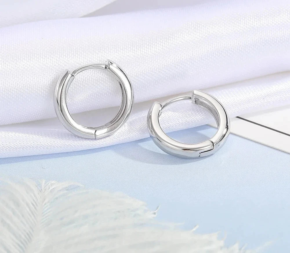 100% Real 925 Sterling Silver Earrings Statement Heart Star Square Round Geometric Hoop Flexible Earwire Leverback Women Jewelry