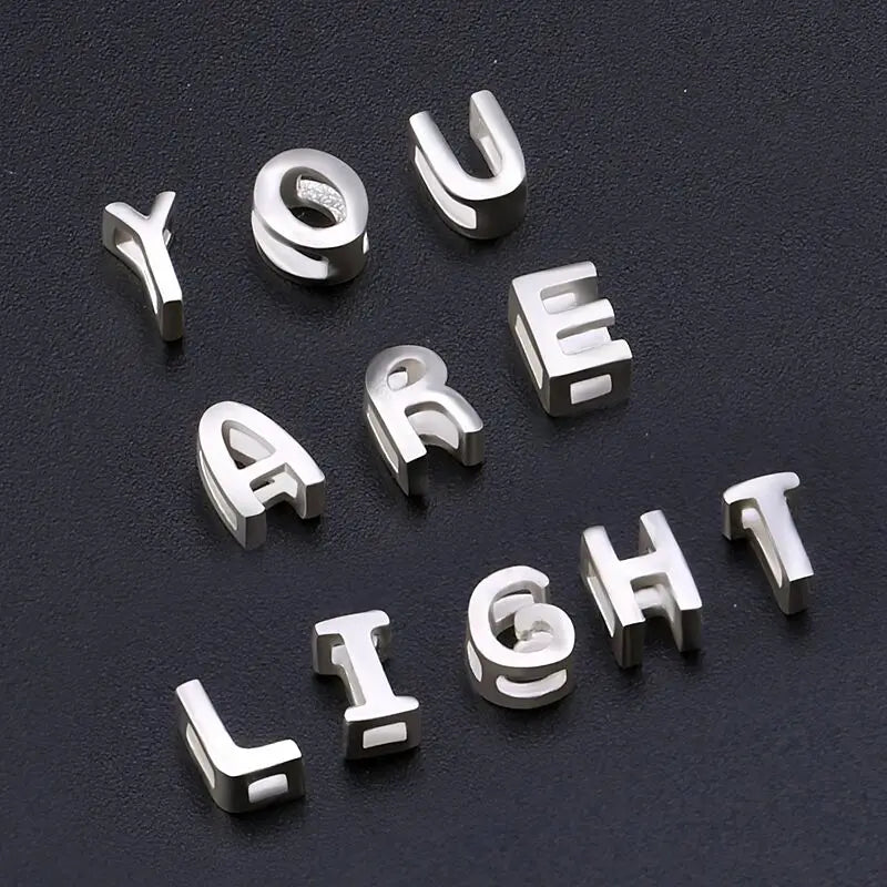 925 Sterling Silver Letter Beads Silver Charms A-Z DIY Loose Beads Initial Alphabe Letter Beads Fit Women Bracelet Making