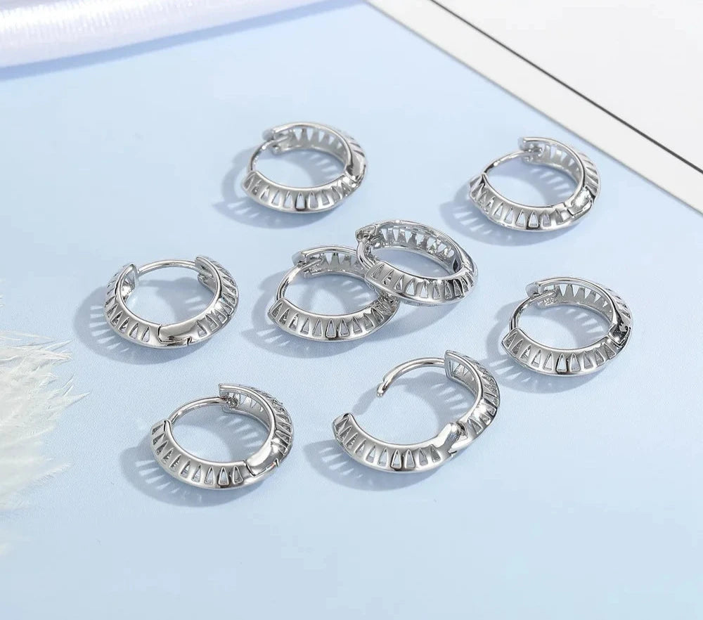 100% Real 925 Sterling Silver Earrings Statement Heart Star Square Round Geometric Hoop Flexible Earwire Leverback Women Jewelry