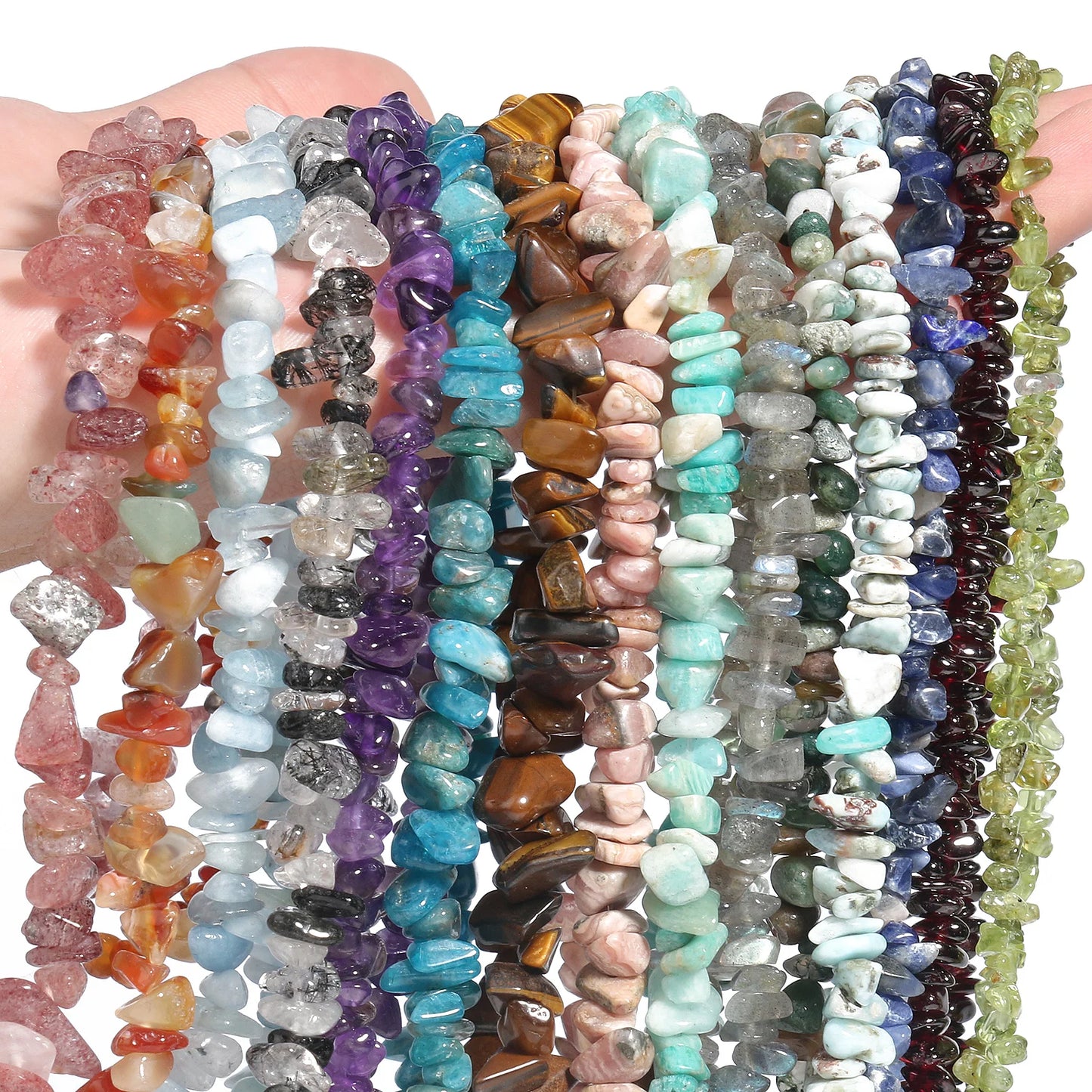 Irregular Amethysts Garnet Tiger Eye Crystal Natural Stone Chips Gravel Beads For Jewelry Making DIY Bracelet Necklace 16inch