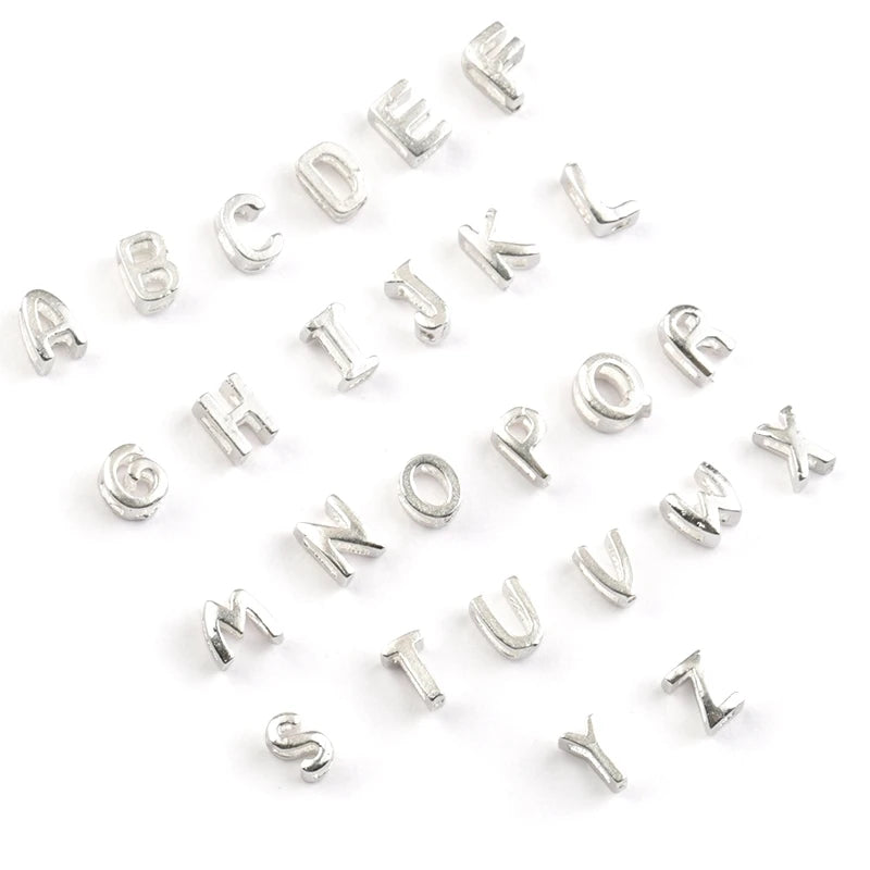 925 Sterling Silver Letter Beads Silver Charms A-Z DIY Loose Beads Initial Alphabe Letter Beads Fit Women Bracelet Making