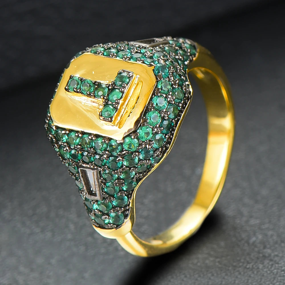 Luxury Initial Rings Geometry Cubic Zironium Engagement Dubai Naija Bridal Finger Rings Jewelry Addiction