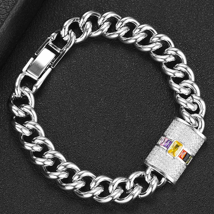 Luxury Chunky Link Bracelet For Women Wedding Full Cubic Zircon Crystal CZ Dubai Bracelet Party Jewelry 2020