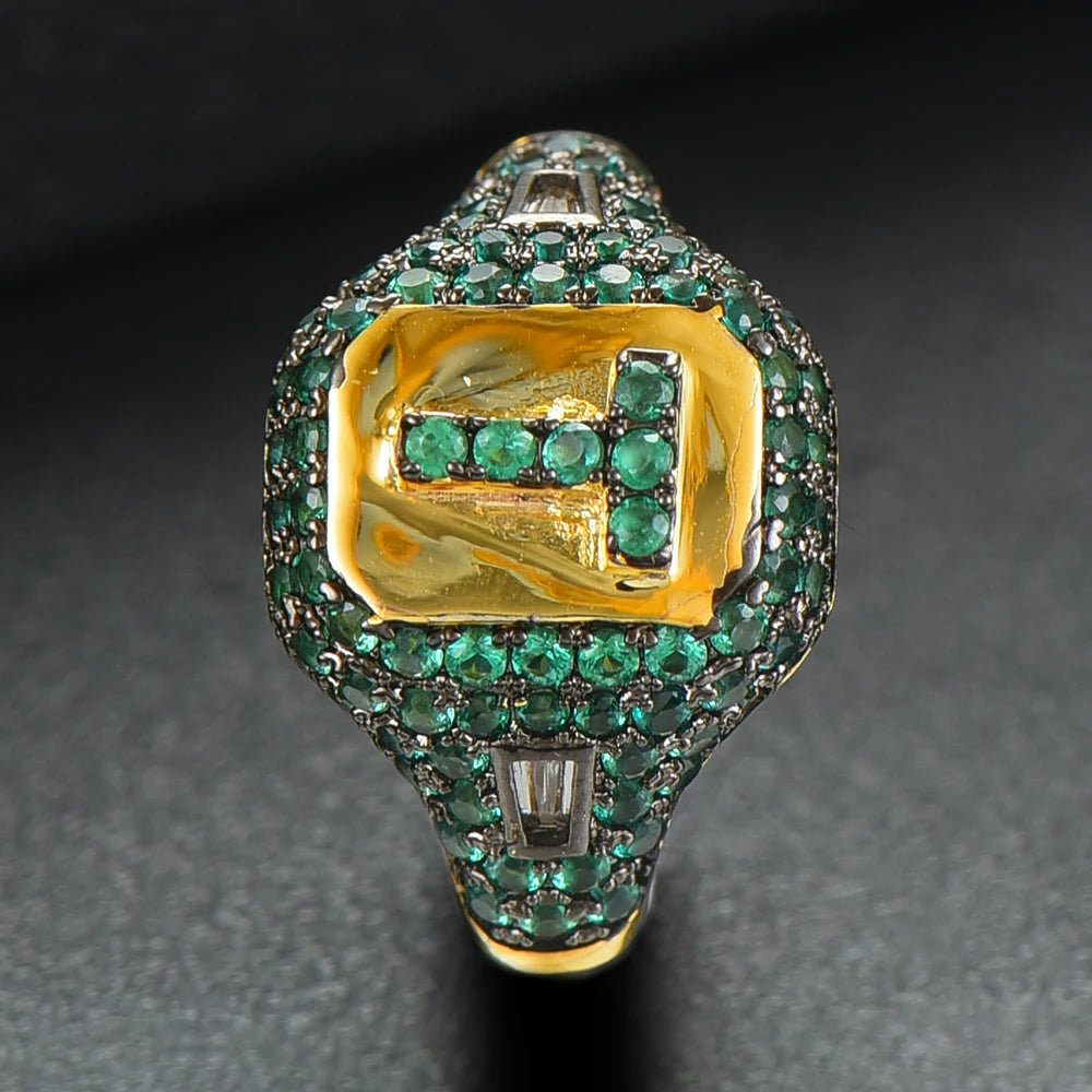 Luxury Initial Rings Geometry Cubic Zironium Engagement Dubai Naija Bridal Finger Rings Jewelry Addiction