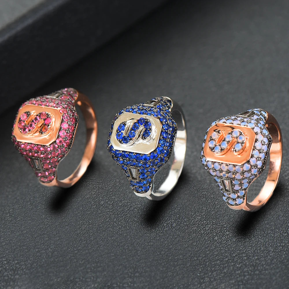Luxury Initial Rings Geometry Cubic Zironium Engagement Dubai Naija Bridal Finger Rings Jewelry Addiction