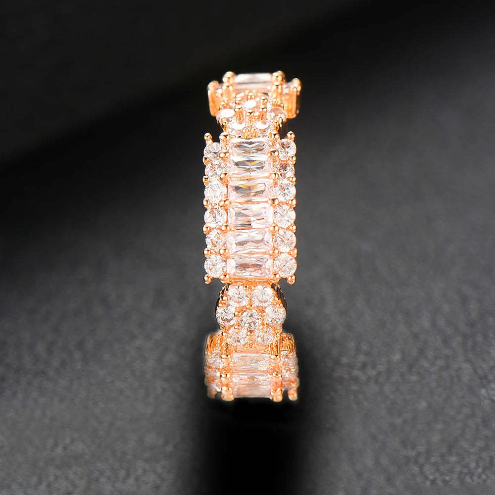 Luxury Stackable Cuff Bangles For Women Wedding Full AAA Cubic Zircon Crystal CZ Dubai Bridal Bracelets Party Jewelry 2022