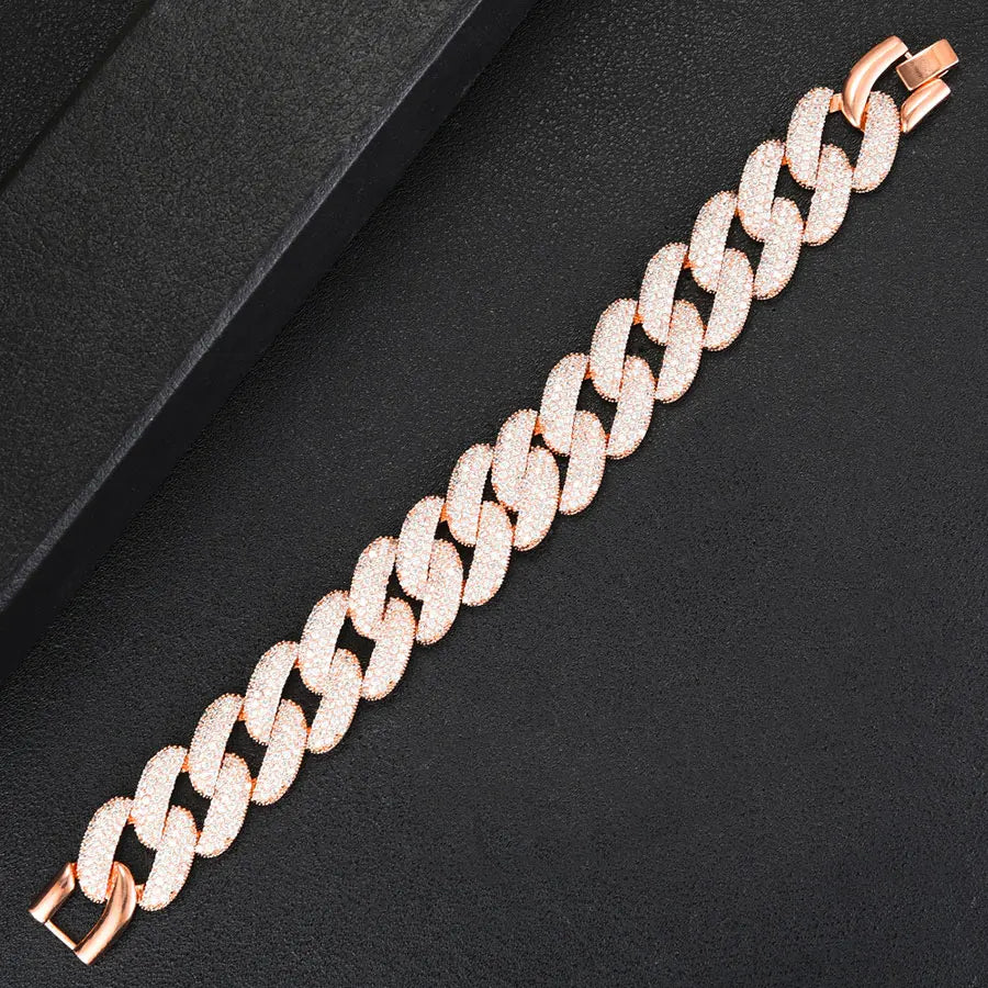 Luxury Chunky Link Bracelet For Women Wedding Full Cubic Zircon Crystal CZ Dubai Bracelet Party Jewelry 2020