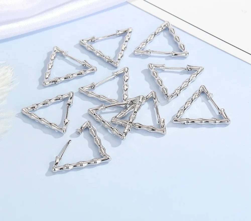 100% Real 925 Sterling Silver Earrings Statement Heart Star Square Round Geometric Hoop Flexible Earwire Leverback Women Jewelry