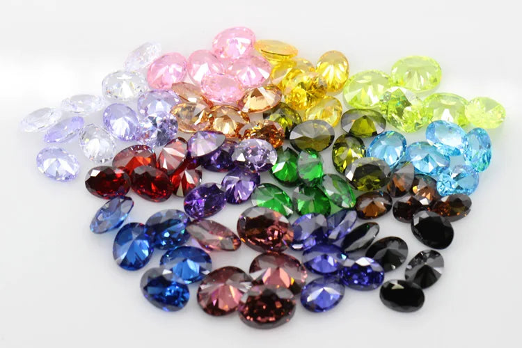 Cubic Zirconia Stone Multicolor Oval Shape Brilliant Cut Loose CZ Stones Synthetic Gems Beads For Jewelry 2x3~13x18mm AAAAA