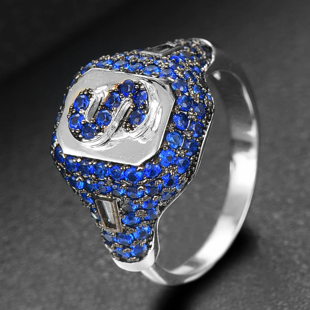 Luxury Initial Rings Geometry Cubic Zironium Engagement Dubai Naija Bridal Finger Rings Jewelry Addiction