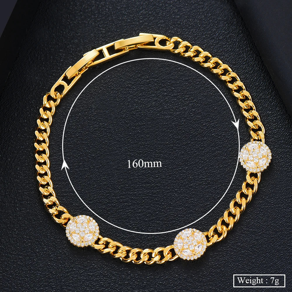 New HIPHOP Iced out Cuban Links STACK BRACELET Jewelry For Women Wedding Party Cubic Zircon aretes de mujer modernos 2021