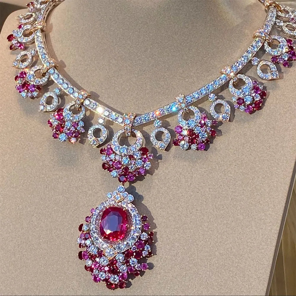 4PCS Luxury African Jewelry Set For Women Wedding Party Multicolor Zircon Crystal Dubai Bridal Jewelry Set