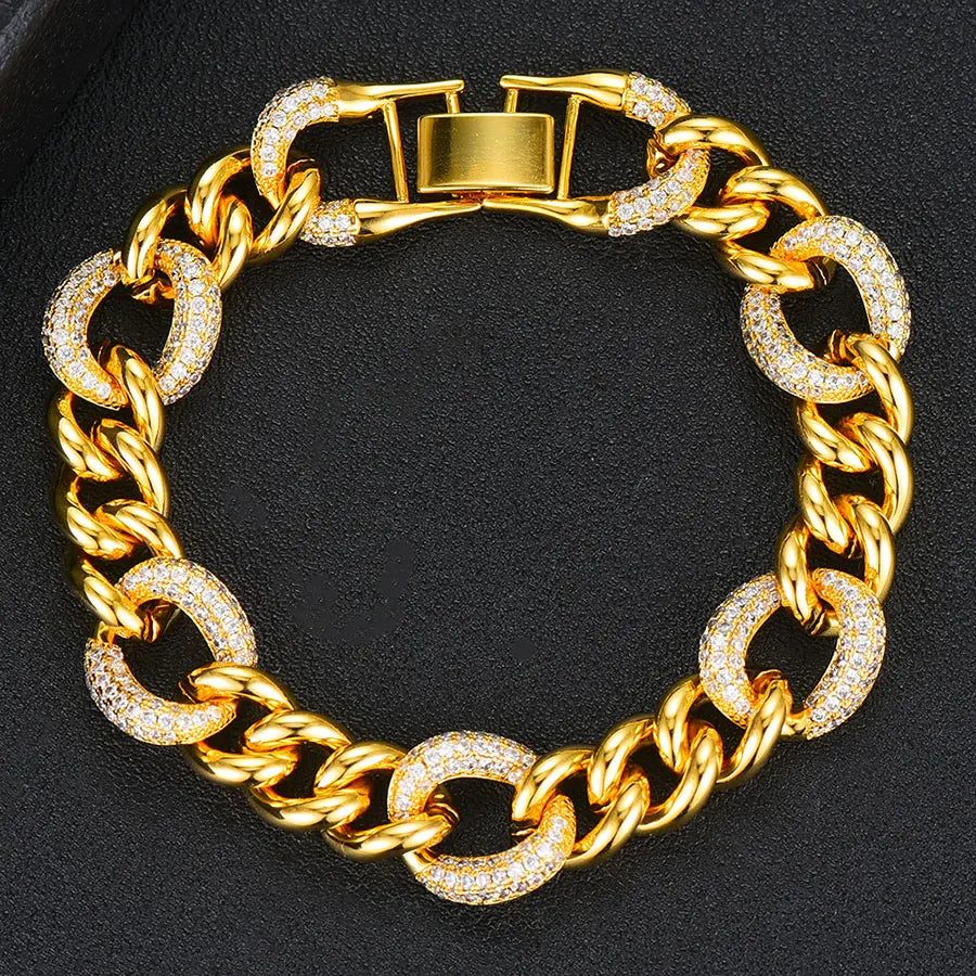 Luxury Chunky Link Bracelet For Women Wedding Full Cubic Zircon Crystal CZ Dubai Bracelet Party Jewelry 2020