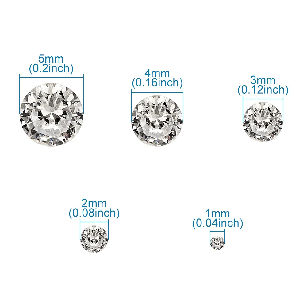 50pcs/set 1~5mm Grade A Clear Faceted Brilliant Cubic Zirconia Stones Loose Beads For Cabochons Jewelry Making DIY
