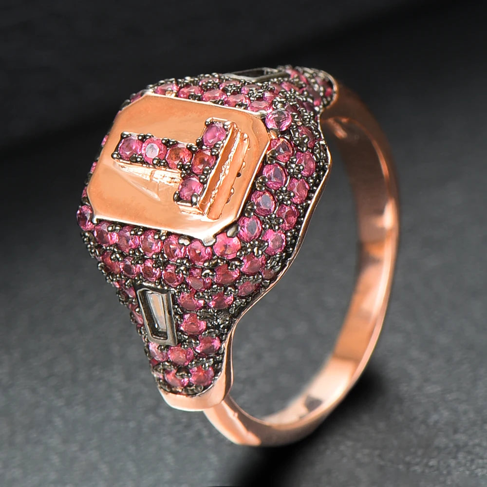 Luxury Initial Rings Geometry Cubic Zironium Engagement Dubai Naija Bridal Finger Rings Jewelry Addiction