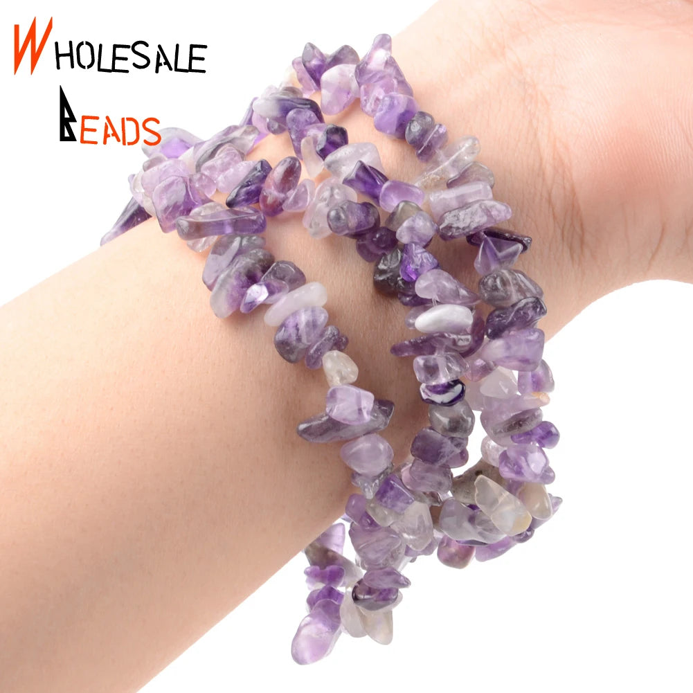 Irregular Natural Chip Beads 3mm-5mm-8mm Amethysts Lapis Lazuli Quartz Stone Beads for Jewelry Making DIY Bracelet Necklace 16"