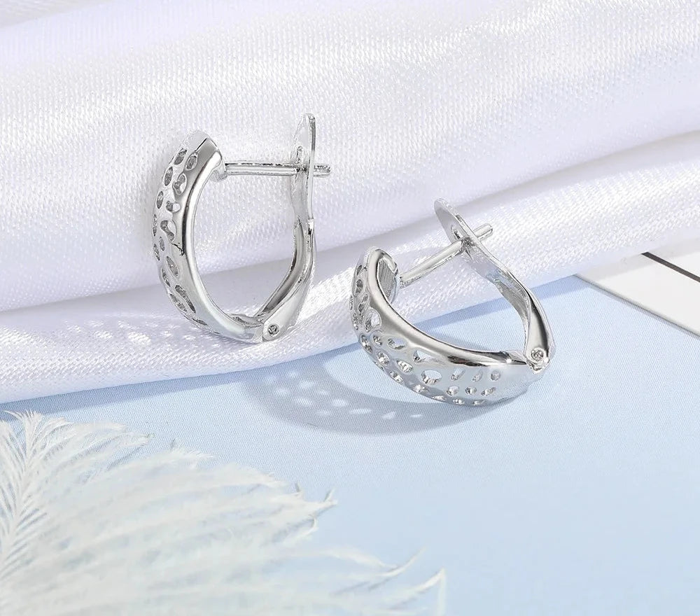 100% Real 925 Sterling Silver Earrings Statement Heart Star Square Round Geometric Hoop Flexible Earwire Leverback Women Jewelry