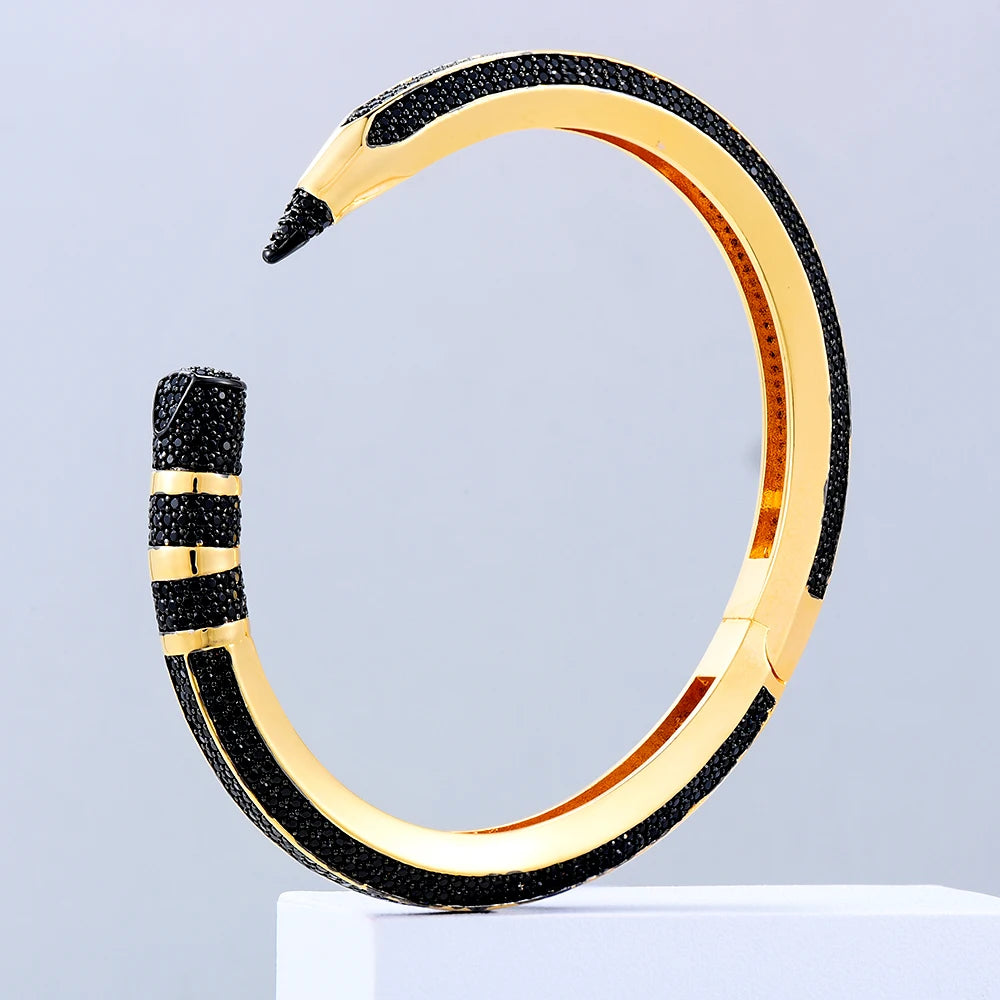 Trendy Pencil Designs Bangle Cuff For Women Wedding Full Cubic Zircon Crystal CZ Dubai Silver Color Party Bracelet 2022