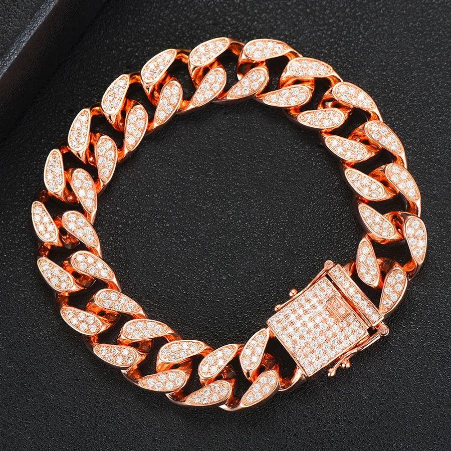 Luxury Chunky Link Bracelet For Women Wedding Full Cubic Zircon Crystal CZ Dubai Bracelet Party Jewelry 2020