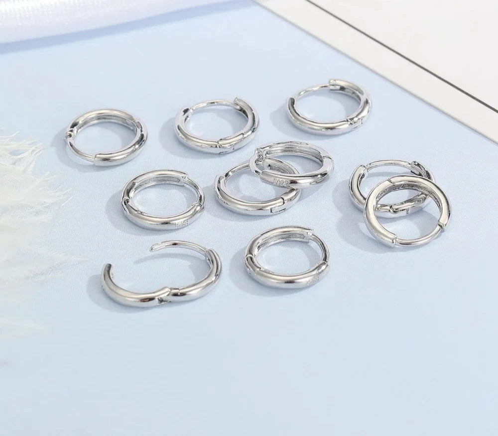 100% Real 925 Sterling Silver Earrings Statement Heart Star Square Round Geometric Hoop Flexible Earwire Leverback Women Jewelry