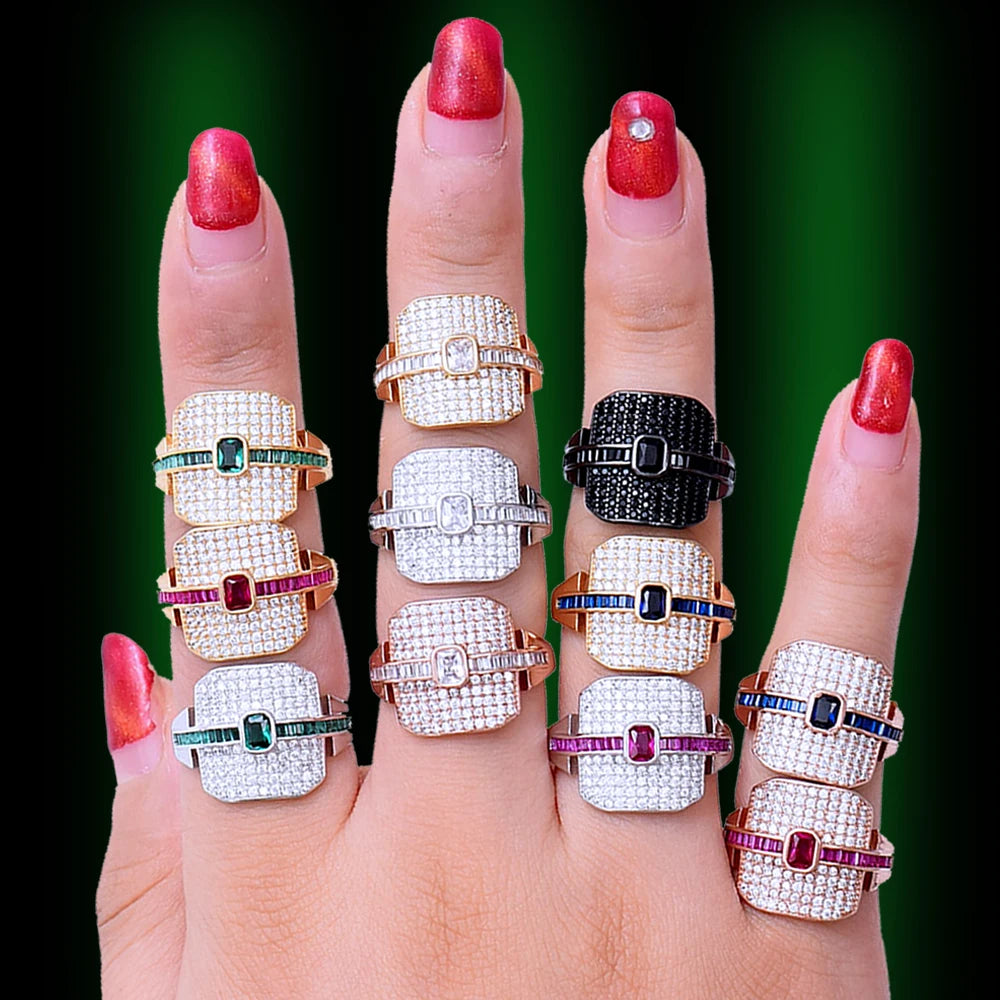 Luxury Stackable Choker Rings For Women Wedding Cubic Zircon Engagement Dubai American Bridal Finger Ring