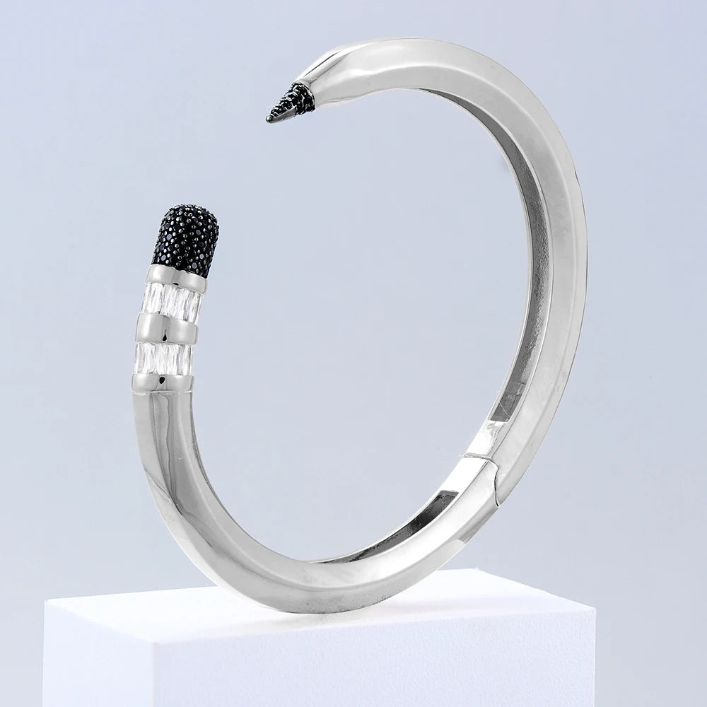 Trendy Pencil Designs Bangle Cuff For Women Wedding Full Cubic Zircon Crystal CZ Dubai Silver Color Party Bracelet 2022