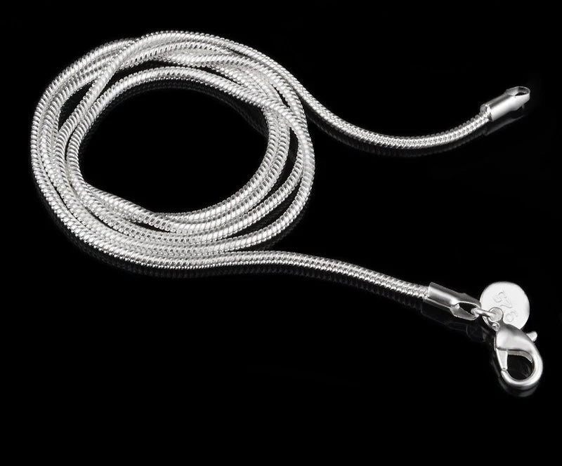 925 Sterling Silver Male Female Link Necklace Chains Hot Sale Snake Collar Jewelry with Lobster Clasps 16-30 Inches