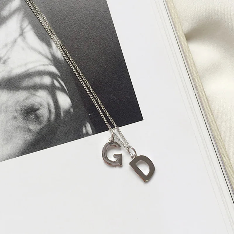 Trustdavis Genuine 925 Sterling Silver Fashion Sweet 26 Letters Pendant For Women Girls Wish Fine DIY Accessories Jewelry DS837