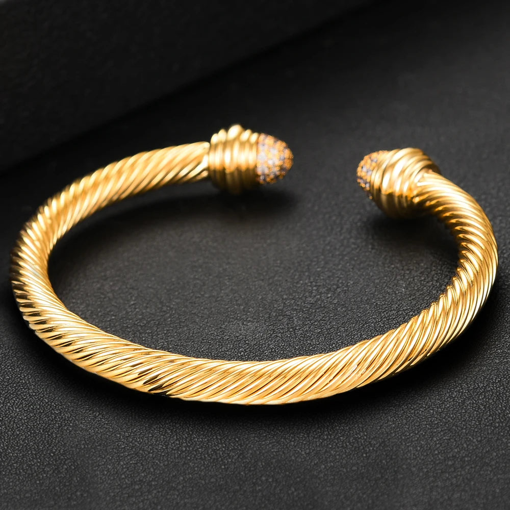 Trendy Luxury Stackable Bangle Cuff For Women Wedding Full Cubic Zircon Crystal CZ Dubai Bracelet Party Jewelry 2023