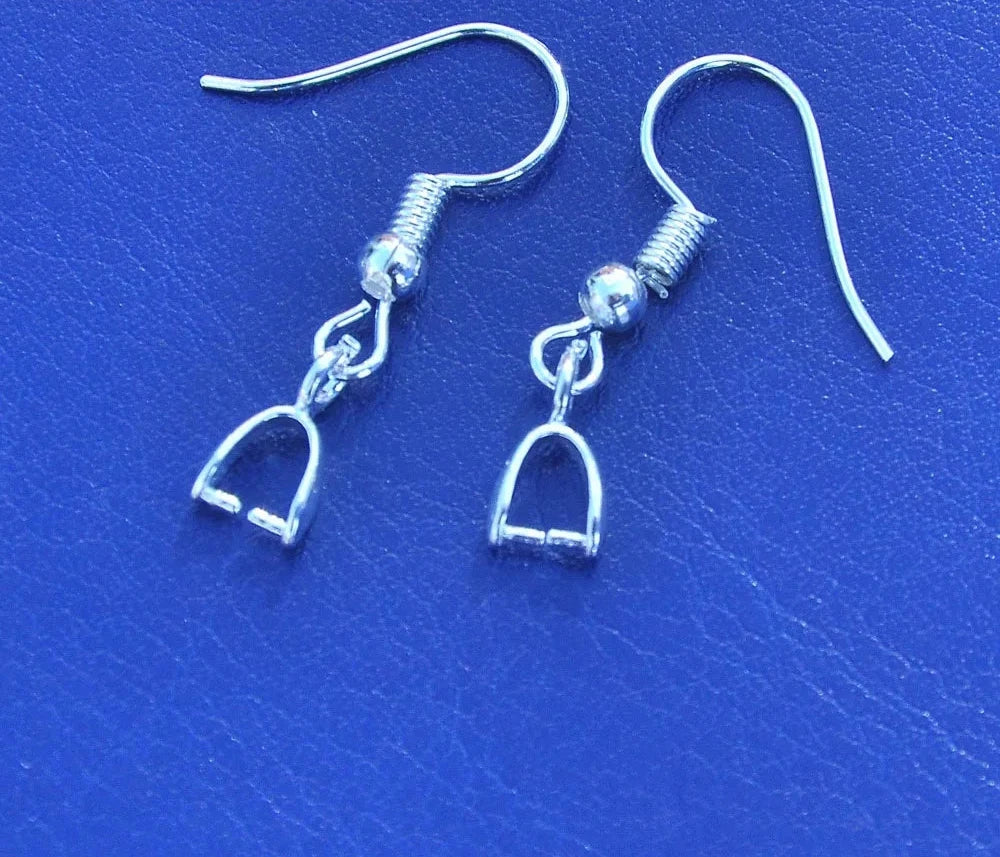 925 Sterling Silver Pinch Bail Connector Handmade Hook Earrings Making Jewelry Findings Components for Pearl Crystal