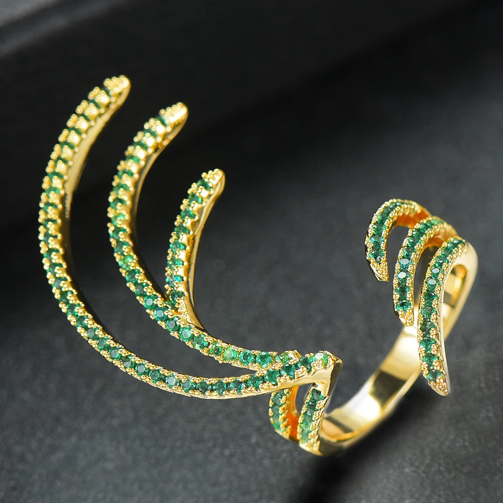 Trendy Angel Wing Statement Stacks Rings for Women Cubic Zircon Finger Rings Beads Ring Boho Beach Jewelry