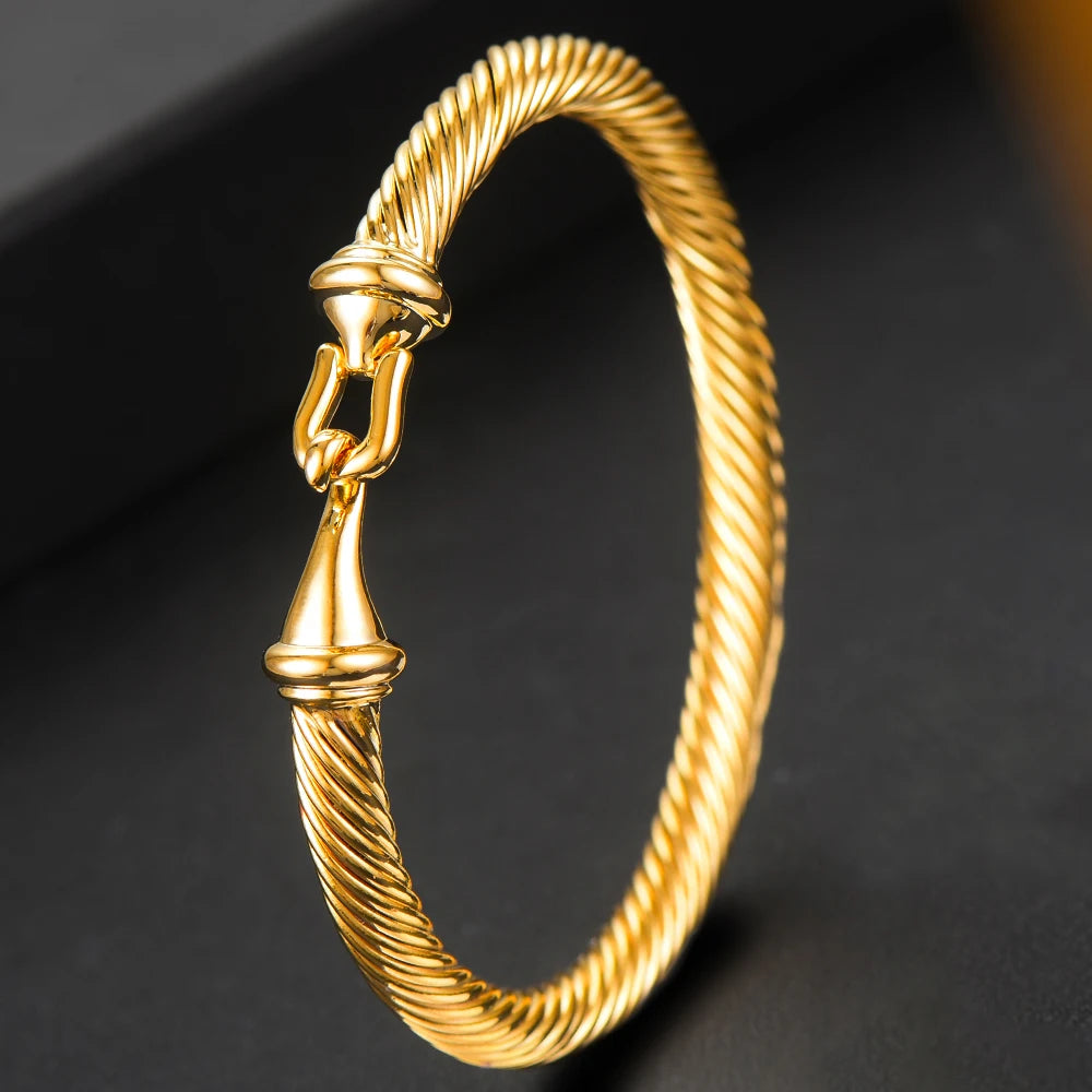 Trendy Luxury Stackable Bangle Cuff For Women Wedding Full Cubic Zircon Crystal CZ Dubai Bracelet Party Jewelry 2023