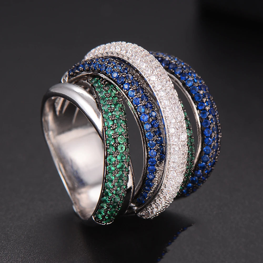 Luxury Twist Lines Geometry Cubic Zironium Engagement Dubai Naija Bridal Finger Rings Jewelry Addiction