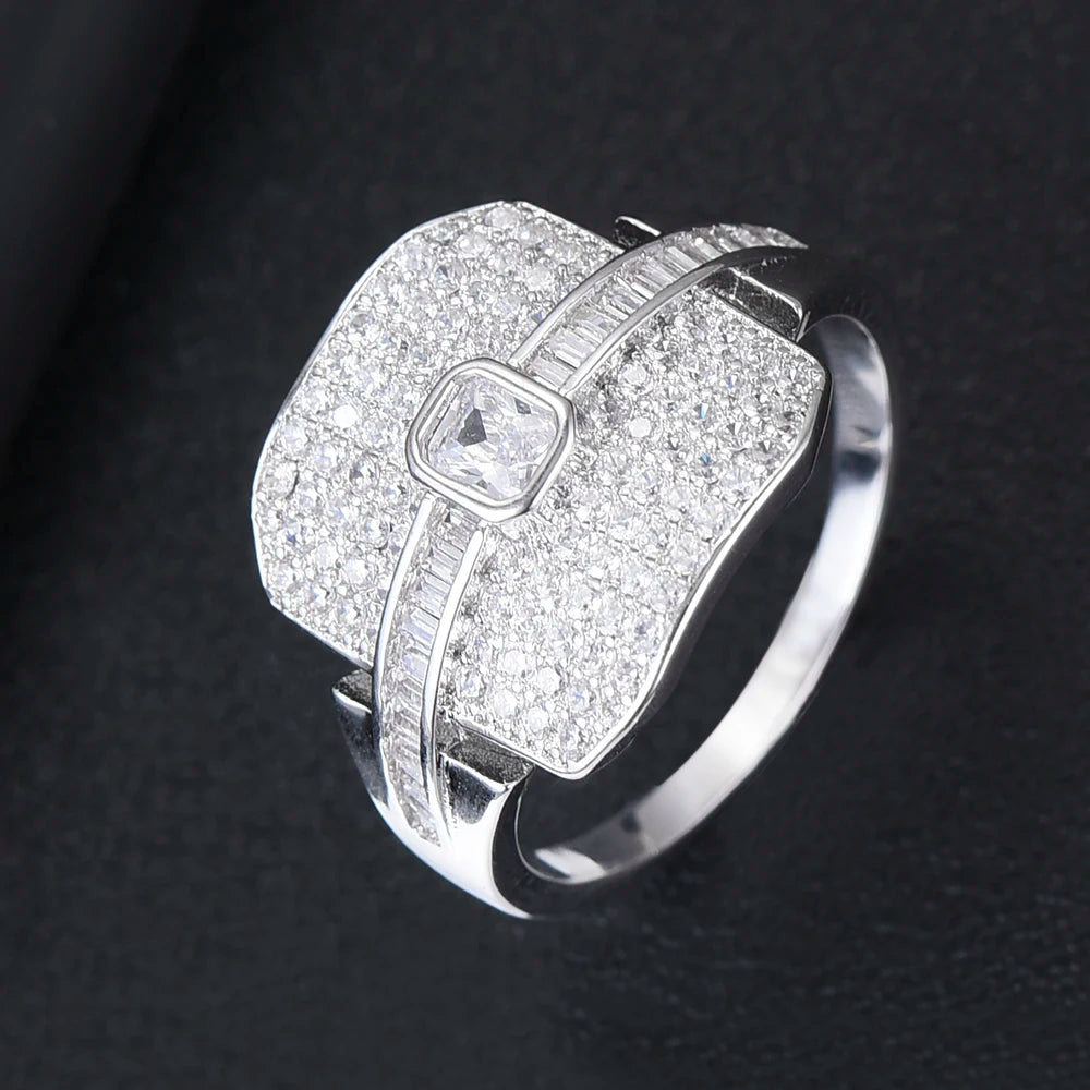 Luxury Stackable Choker Rings For Women Wedding Cubic Zircon Engagement Dubai American Bridal Finger Ring