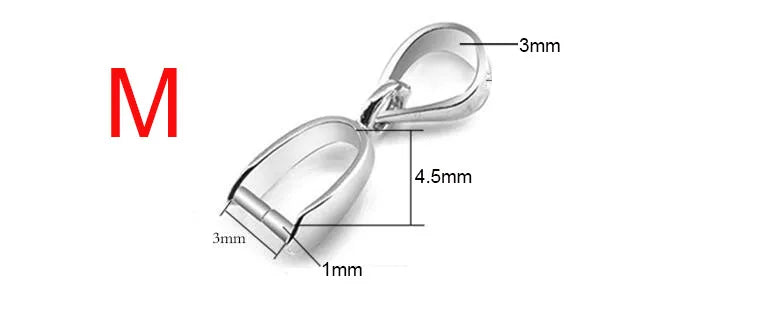 20pcs/lot Size S/M/L 925 Stering Silver Bail Connector Bale Pinch Clasp Pendant for DIY Necklace Pendant Necklace Jewelry Make