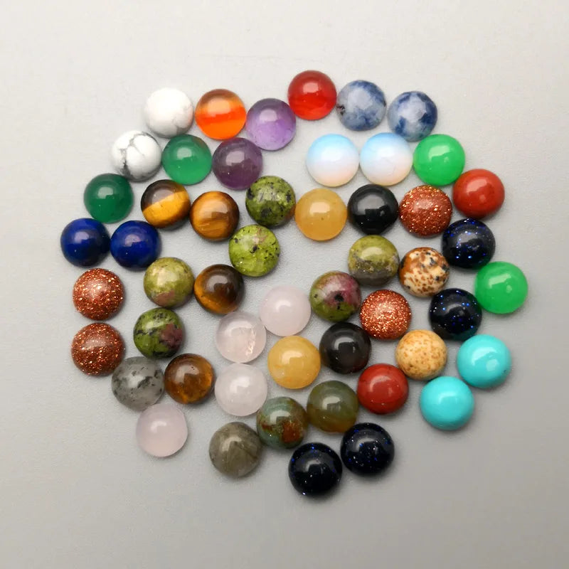natural stone round cabochon beads for Jewelry making 6MM 8MM 10MM 12MM 50-200PCS mixed Ring Accessories wholesale no hole